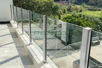 outer slotted glass railing 32